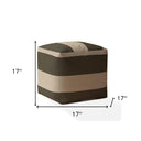 Cotton Striped Pouf Cover - Green