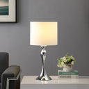 Sleek Table Lamp With Off - White Drum Shade - Silver - HomeRoots - Table Lamps - Elite Enclave Home