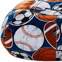 Microfiber Round Sports Pouf Cover - Blue And Orange