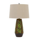 Ceramic Cylinder Table Lamp With Tan Empire Shade - Brown - HomeRoots - Table Lamps - Elite Enclave Home