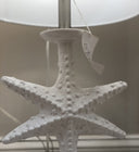 Coastal Star Fish Table Lamps Coastal With White Drum Shades (Set of 2) - Clear And White