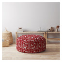 Cotton Round Stag Pouf Cover - Red / White