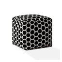 Cotton Polka Dots Pouf Ottoman - Black / White