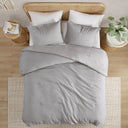 Mina - Waffle Weave Textured Duvet Cover Set - Light Gray