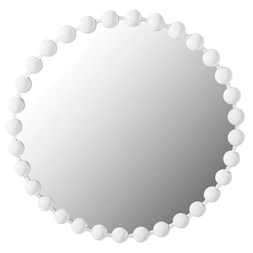 Marlowe - Beaded Round Wall Mirror - White