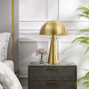 Iron USB Table Lamp With Brass Dome Shade - Brass