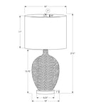 Ceramic Round Table Lamp With Cream Drum Shade - White And Silver - HomeRoots - Table Lamps - Elite Enclave Home