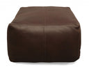 Leather Square Pouf Ottoman - Dark Brown