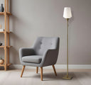 Metal Floor Lamp With White Opal Wine Glass Shade - Brass - HomeRoots - Floor Lamps - Elite Enclave Home