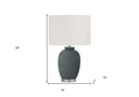 Ceramic Round Table Lamp With Ivory Drum Shade - Blue And Silver - HomeRoots - Table Lamps - Elite Enclave Home