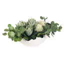 Protea Blooms - Bowl Centerpiece - Green / White - Uttermost - Plants - Elite Enclave Home