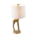 Textured Giraffe Table Lamp With White Drum Shade - Gold