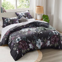 Jolene - 3 Piece Full/Queen Duvet Cover Set - Dark Gray/Plum