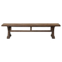 Uttermost Stratford Salvaged Wood Bench – solid salvaged fir lumber with carved trestle base and stony gray wash finish 