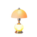 Bedside LED Table Lamp With Pink Bowl Shade - Silver