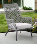 Steel Indoor Outdoor Dining Chair With Gray Cushion - Gray And Black