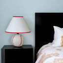 Ceramic Baseball Sports Table Lamp With White And Red Empire Shade - White And Red