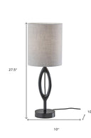 Solid Wood Round Table Lamp With Gray Drum Shade - Black - HomeRoots - Table Lamps - Elite Enclave Home