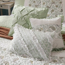 Dawn - 6 Piece King/California King Percale Quilt Set With Throw Pillows - Sage Green