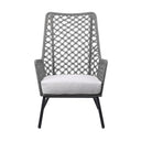 Steel Indoor Outdoor Dining Chair With Gray Cushion - Gray And Black