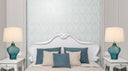 26" Glass Table Lamp With White Empire Shade - Aqua