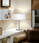 Metal Two Light Table Lamp With White Empire Shade - Nickel - HomeRoots - Table Lamps - Elite Enclave Home