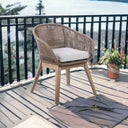 Wood Solid Wood Outdoor Dining Chair With Gray Cushion - Gray And Natural