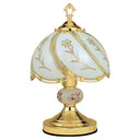 Bedside Table Lamp With Floral Frosted Glass Shade - Gold