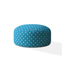 Cotton Round Polka Dots Pouf Cover - Blue / White