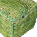 Recycled Silk And Cotton Blend Cube Pouf Ottoman - Green - HomeRoots - Accent Poufs - Elite Enclave Home