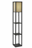 Floor Lamp With Wood Finish Storage Shelves - Black / White - HomeRoots - Floor Lamps - Elite Enclave Home