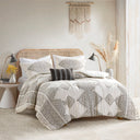 Ibiza - 4 Piece Printed Comforter Set With Throw Pillow - Black / Ivory
