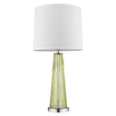 Glass Buffet Lamp With Off-White Empire Shade - Green