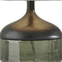 Petite Wood Smoked Glass Base With Lightly Textured Round Shade Table Lamp - Black
