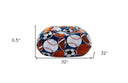 Microfiber Round Sports Pouf Cover - Blue And Orange