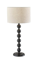 Solid Wood Candlestick Table Lamp With Off - White Drum Shade - Black - HomeRoots - Table Lamps - Elite Enclave Home