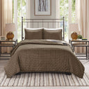 Timber - King 3 Piece Reversible Printed Coverlet Set - Black / Brown