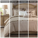 Grace - 9 Piece Geometric Comforter Set - Taupe