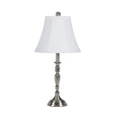 Metal Bedside Table Lamp With White Bell Shade - Nickel
