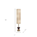 Brass And Wood Textured Cylinder Floor Lamp - Beige - HomeRoots - Floor Lamps - Elite Enclave Home