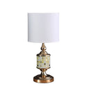 Bedside Table Lamp With White Drum Shade - Gold