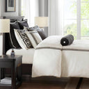 Jarvis - 8 Piece Queen Embroidery Oversized Duvet Style Comforter Set - Black / White