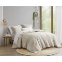 Camden - Twin/Twin Long Chambray Print Solid Comforter Set - Neutral