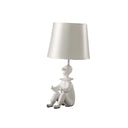 Bedside Table Lamp With Silver Empire Shade - White