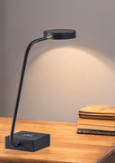 Tech Enhanced Metal Disk LED Adjustable Desk Lamp - Black