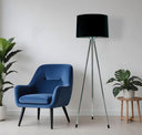 Tripod Floor Lamp With Black Fabric Drum Shade - Silver - HomeRoots - Floor Lamps - Elite Enclave Home