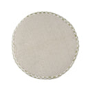 Cotton Blend Round Striped Pouf Ottoman - Ivory And Green