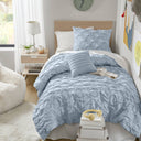 Bailey - Twin/Twin Long Diamond Pucker Comforter Set - Blue - Super Listing - Comforters & Sets - Elite Enclave Home
