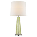 Glass Buffet Lamp With Off-White Empire Shade - Green