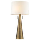 Metal Two Light Table Lamp With White Empire Shade - Brass